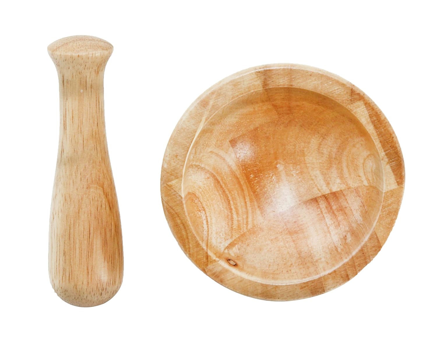 Wooden mortar and pestle set